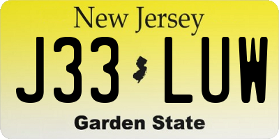 NJ license plate J33LUW