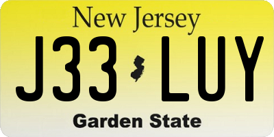 NJ license plate J33LUY