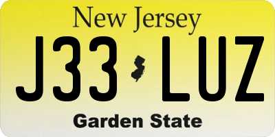 NJ license plate J33LUZ
