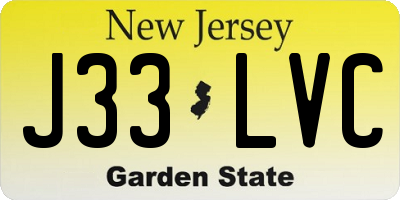 NJ license plate J33LVC