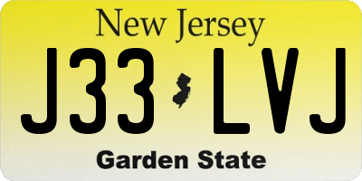 NJ license plate J33LVJ