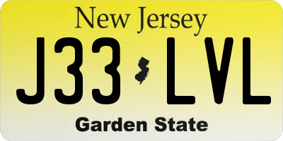 NJ license plate J33LVL