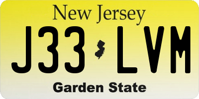 NJ license plate J33LVM