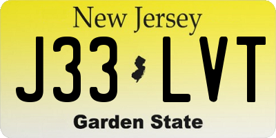 NJ license plate J33LVT