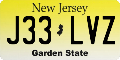 NJ license plate J33LVZ