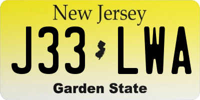 NJ license plate J33LWA