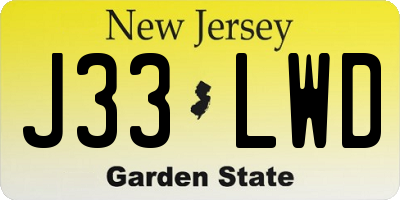 NJ license plate J33LWD