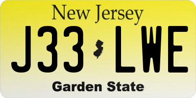 NJ license plate J33LWE