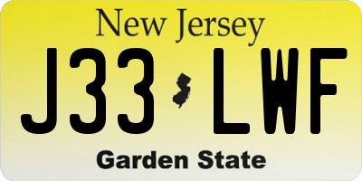 NJ license plate J33LWF