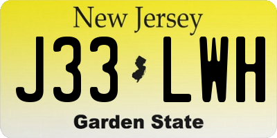NJ license plate J33LWH