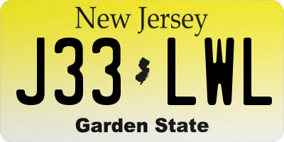 NJ license plate J33LWL