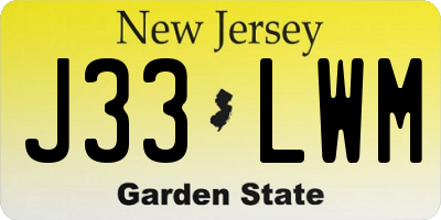 NJ license plate J33LWM