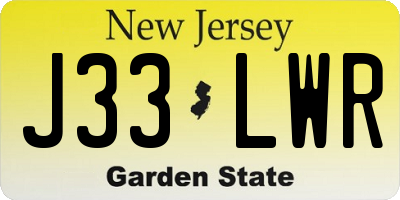 NJ license plate J33LWR