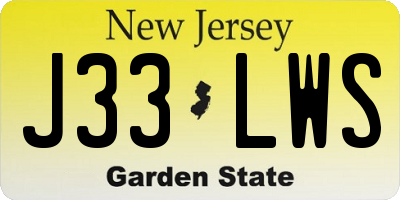 NJ license plate J33LWS