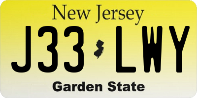NJ license plate J33LWY