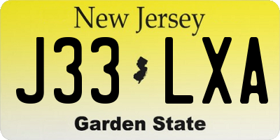 NJ license plate J33LXA