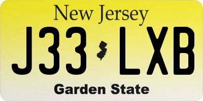 NJ license plate J33LXB