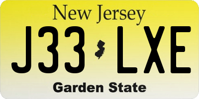 NJ license plate J33LXE