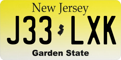 NJ license plate J33LXK