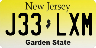NJ license plate J33LXM