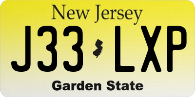 NJ license plate J33LXP