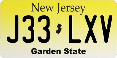 NJ license plate J33LXV