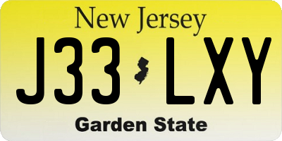 NJ license plate J33LXY