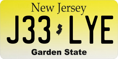NJ license plate J33LYE