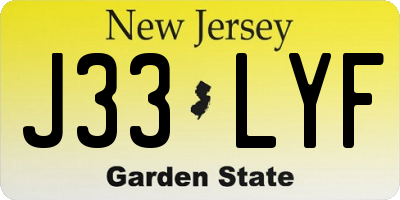 NJ license plate J33LYF