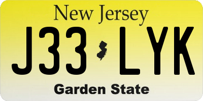 NJ license plate J33LYK