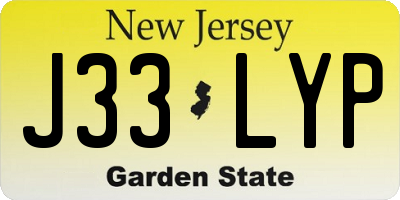 NJ license plate J33LYP