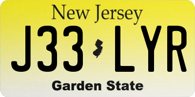 NJ license plate J33LYR