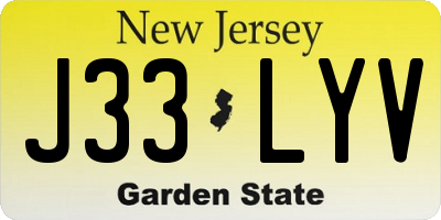 NJ license plate J33LYV