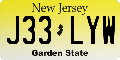 NJ license plate J33LYW