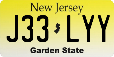 NJ license plate J33LYY