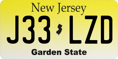 NJ license plate J33LZD