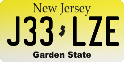NJ license plate J33LZE