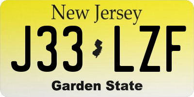 NJ license plate J33LZF