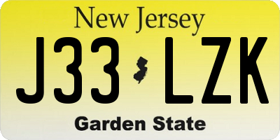 NJ license plate J33LZK