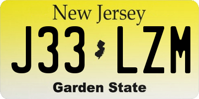 NJ license plate J33LZM