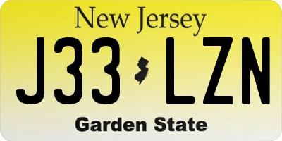 NJ license plate J33LZN
