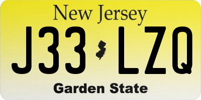 NJ license plate J33LZQ