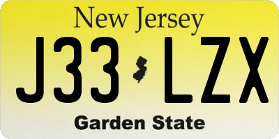 NJ license plate J33LZX