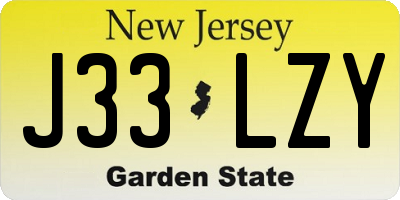 NJ license plate J33LZY