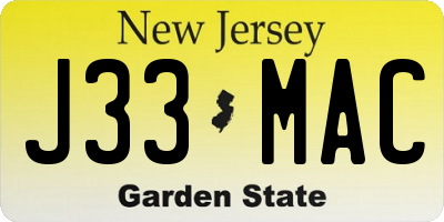 NJ license plate J33MAC