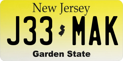 NJ license plate J33MAK