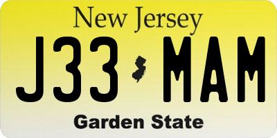 NJ license plate J33MAM