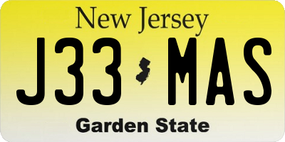 NJ license plate J33MAS