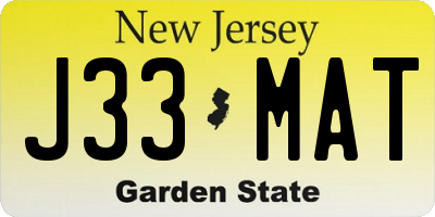 NJ license plate J33MAT