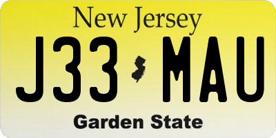 NJ license plate J33MAU